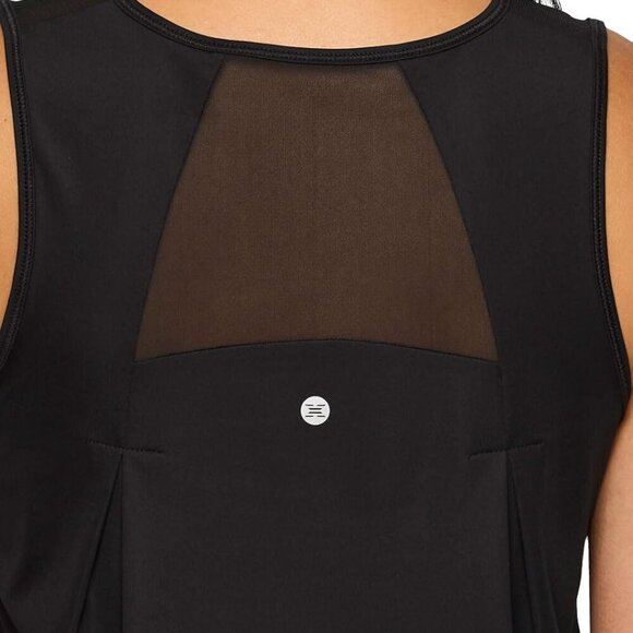 Active Women's Black Workout Tank with Mesh Panels, Quick Dry, Plus Sizes - Picture 5 of 5